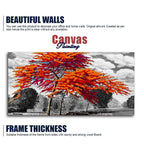Orange Color Peacock Flowers Tree Premium Wall Painting DECORMANTRA