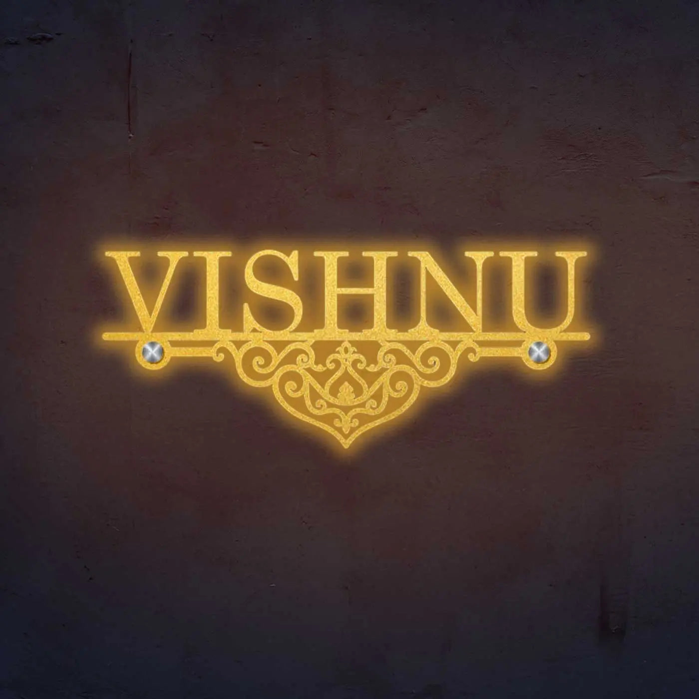 Personalized Laser Cut Elegant Design Metal Name Plate for Home - Harshita Craft