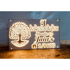 White & Golden Acrylic LED Name Plate 