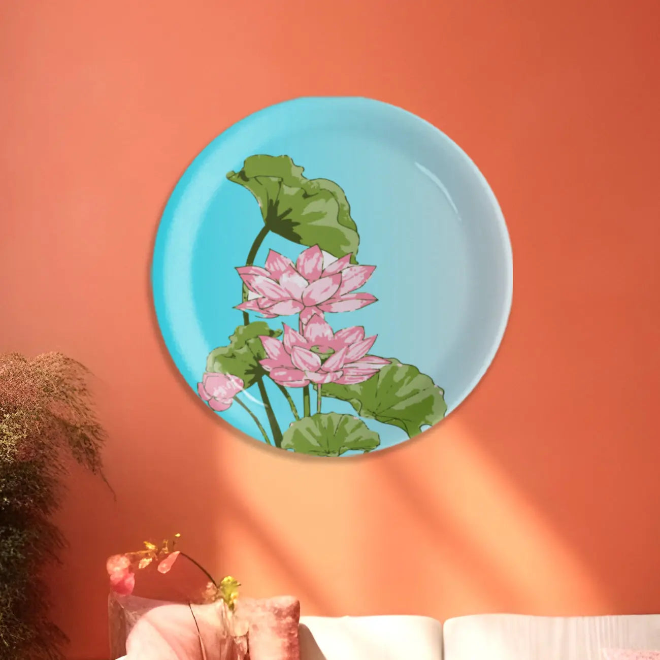 Pichwai Flower Print Porcelain Wall Plate - Harshita Craft