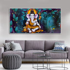 Lord Spiritual Ganesha Canvas Wall Painting - Harshita Craft