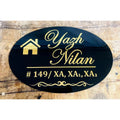 Black & Gold Acrylic Oval Name Plate for Home