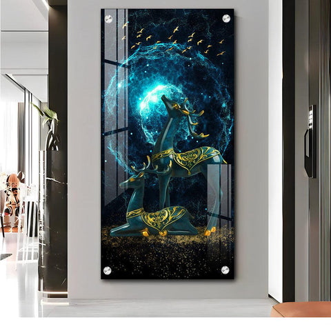 Vertical Elk To Make Money and Deer Art in Premium Acrylic - Decor Mantra 