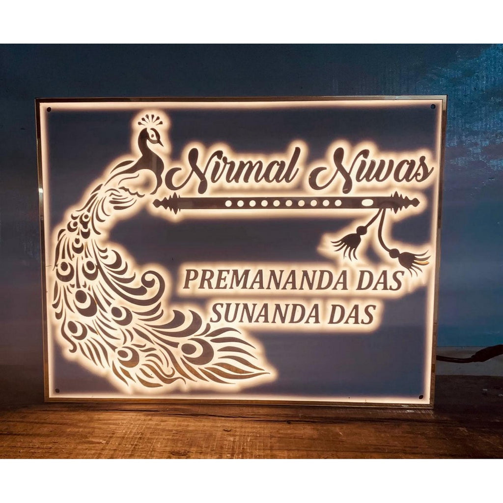 Mor Pankh Acrylic LED Name Plate 