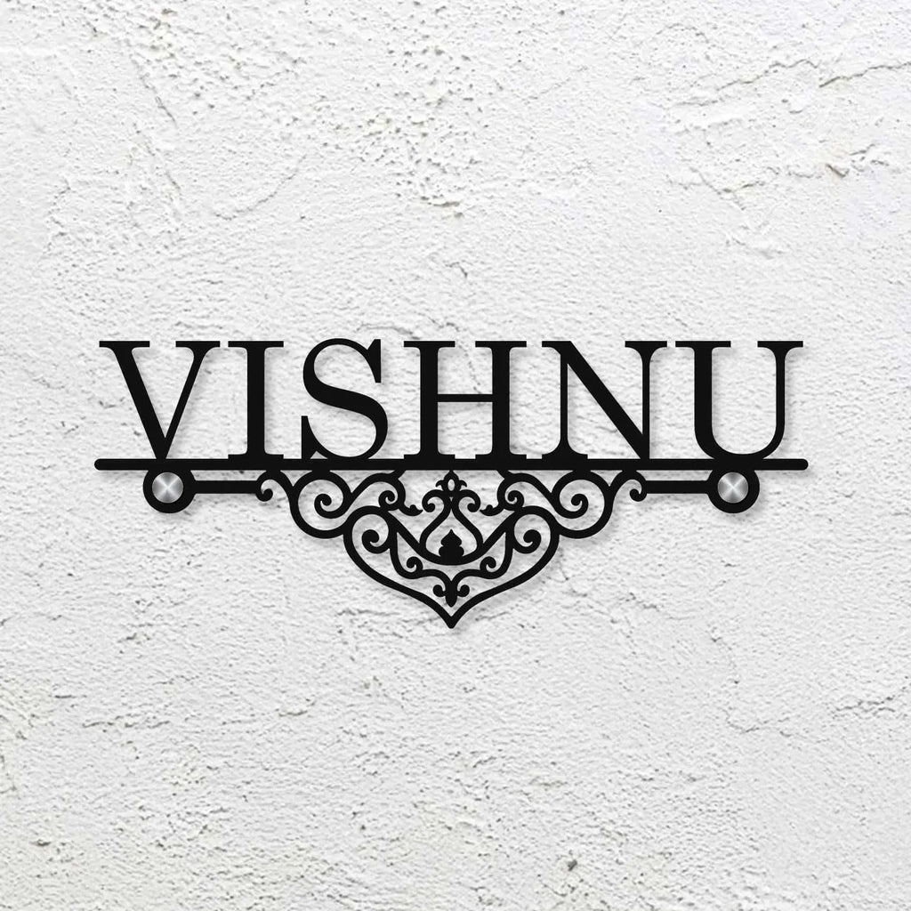 Personalized Laser Cut Elegant Design Metal Name Plate for Home - Harshita Craft