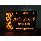 Acrylic Custom Design Yellow LED Name Plate for Home - Harshita Craft