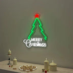Merry Christmas Text with Tree Neon LED Light DECORMANTRA