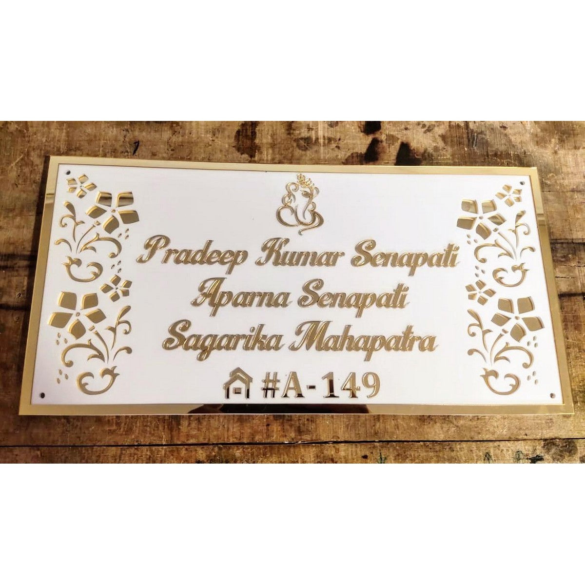 Acrylic Golden Embossed Letters Name Plate 