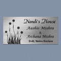 Personalized Stainless Steel Metal Name Plate for Home – Floral Design - Harshita Craft