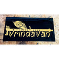 Bansuri Design Black & Gold Acrylic Name Plate - Harshita Craft