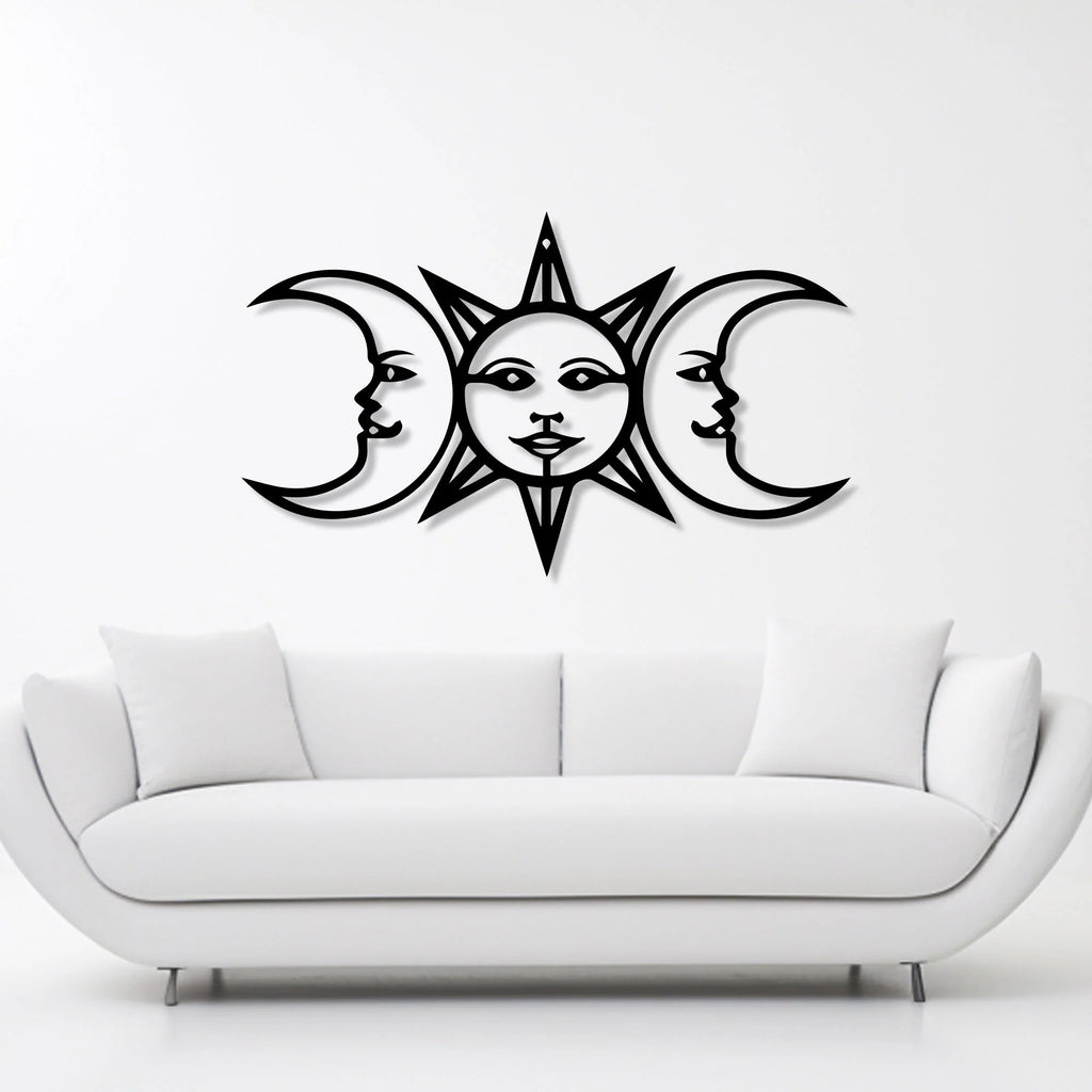 Celestial Sun & Moon Metal Wall Art