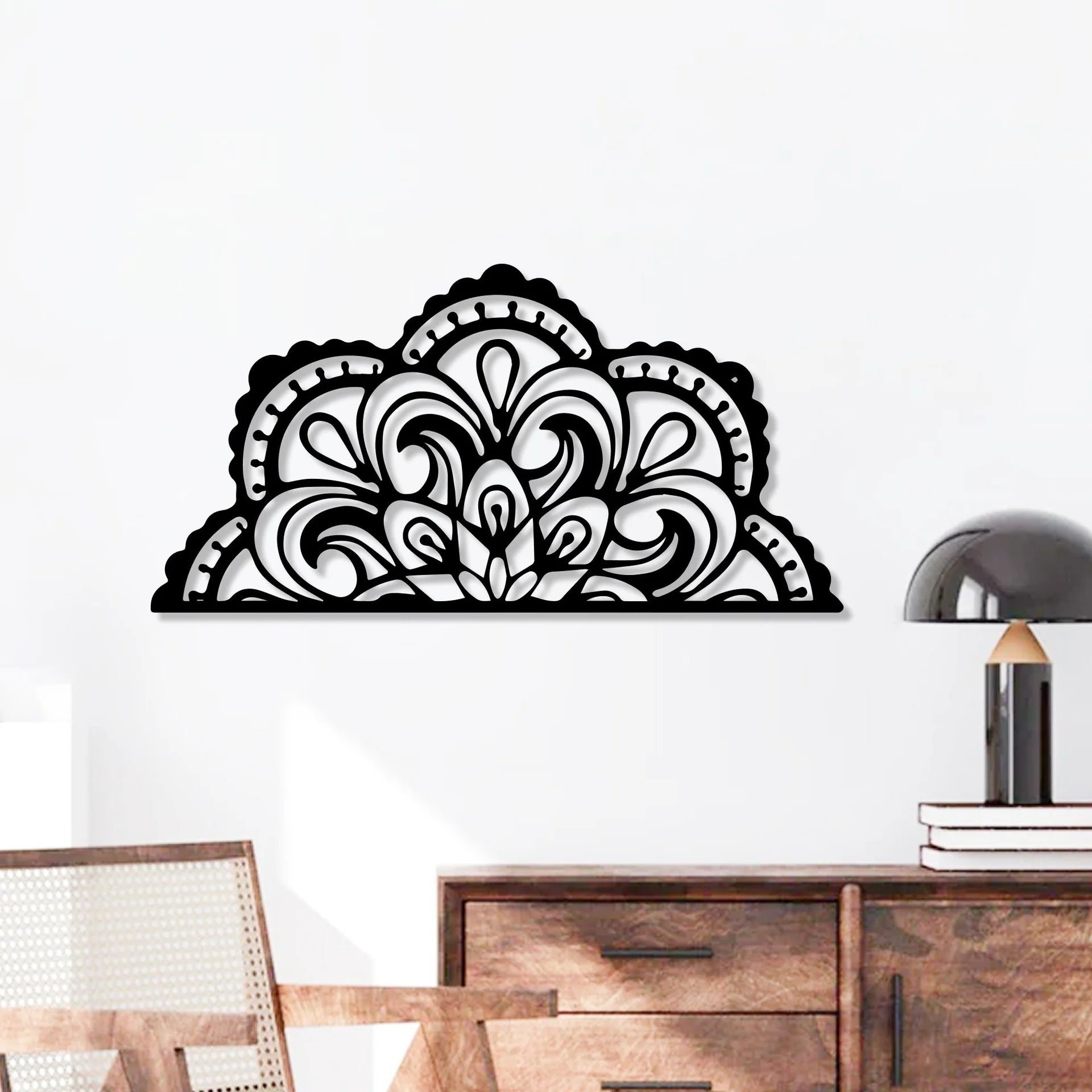 Divided Mandala Pattern Metal Wall Art