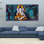 Lord Spiritual Ganesha Canvas Wall Painting - Harshita Craft