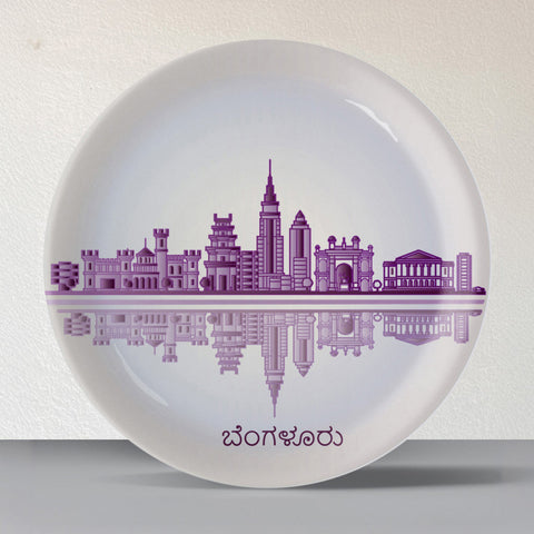 Urban Dreamscapes: Cityscape Bangalore Artistry porcelain plate
