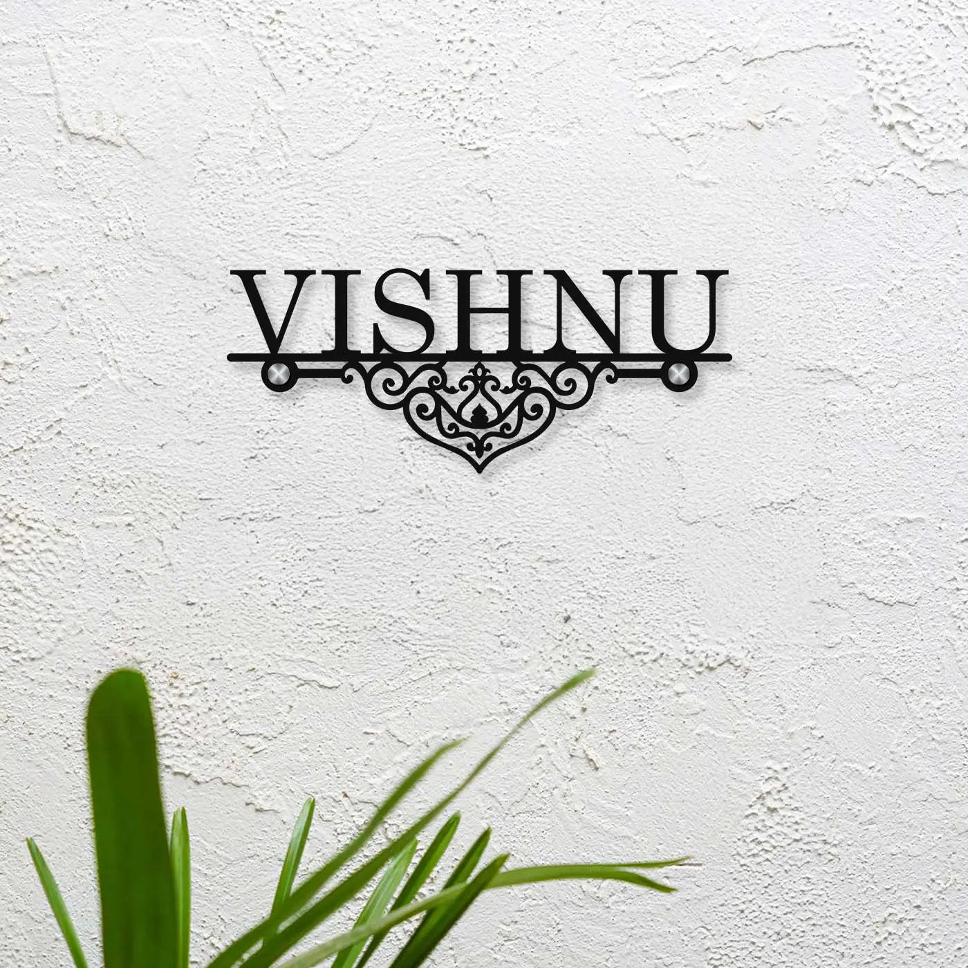 Personalized Laser Cut Elegant Design Metal Name Plate for Home - Harshita Craft