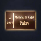 Personalized LED Metal Name Plate for Home – Waterproof Soft Gold Steel Name Plate - Harshita Craft