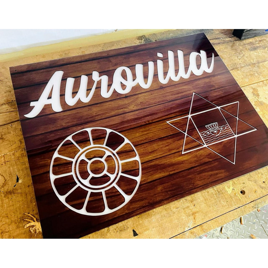 Wooden Finish Acrylic Customizable Waterproof Name Plate for Home - Harshita Craft