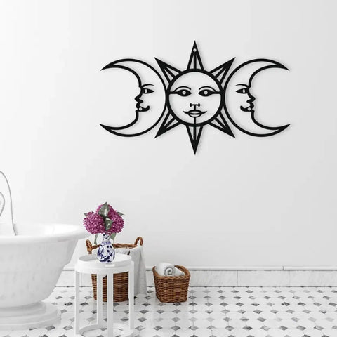 Celestial Sun & Moon Metal Wall Art