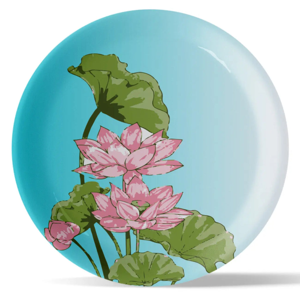 Pichwai Flower Print Porcelain Wall Plate - Harshita Craft