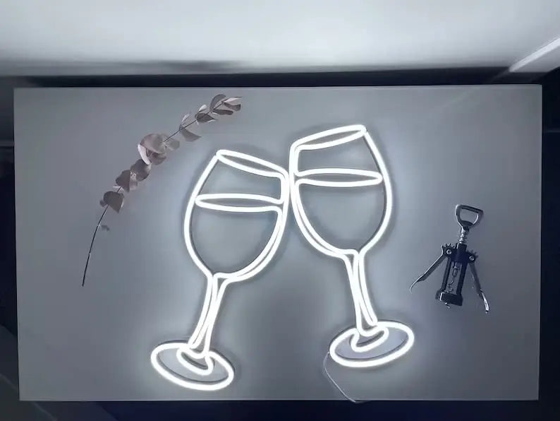 2 Wine Glass LED Neon Light for Wall Decor - Harshita Craft