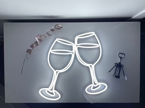 2 Wine Glass LED Neon Light for Wall Decor