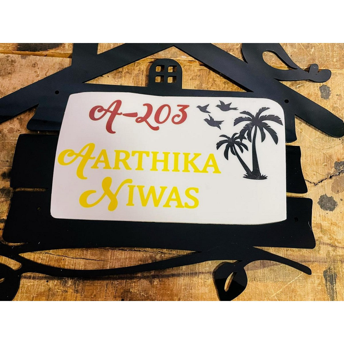 Multicolor Customisable Acrylic Hut Shape Name Plate 
