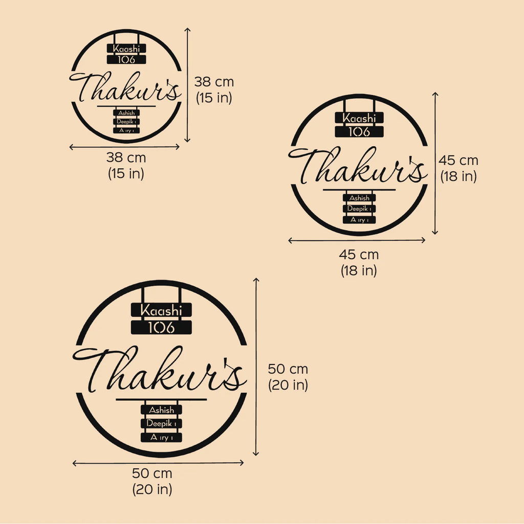 Modern Round Laser Cut Metal Name Plate for Home - Harshita Craft