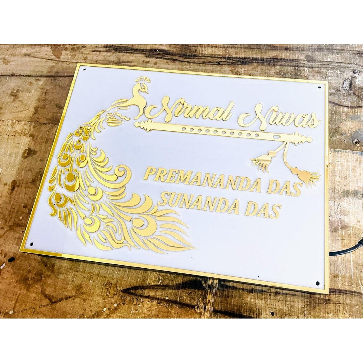 Mor Pankh Acrylic LED Name Plate 