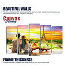 Couple Watching Sunset Paris Canvas Wall Painting of Five Pieces Decor Mantra