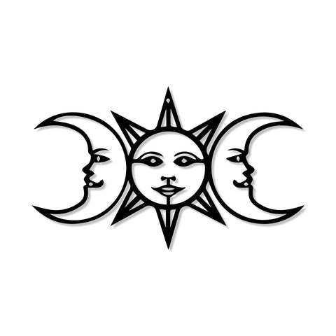 Celestial Sun & Moon Metal Wall Art