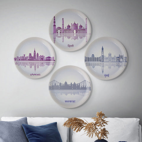 Urban Dreamscapes: Cityscape Bangalore Artistry porcelain plate