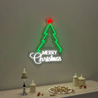Merry Christmas Text with Tree Neon LED Light DECORMANTRA
