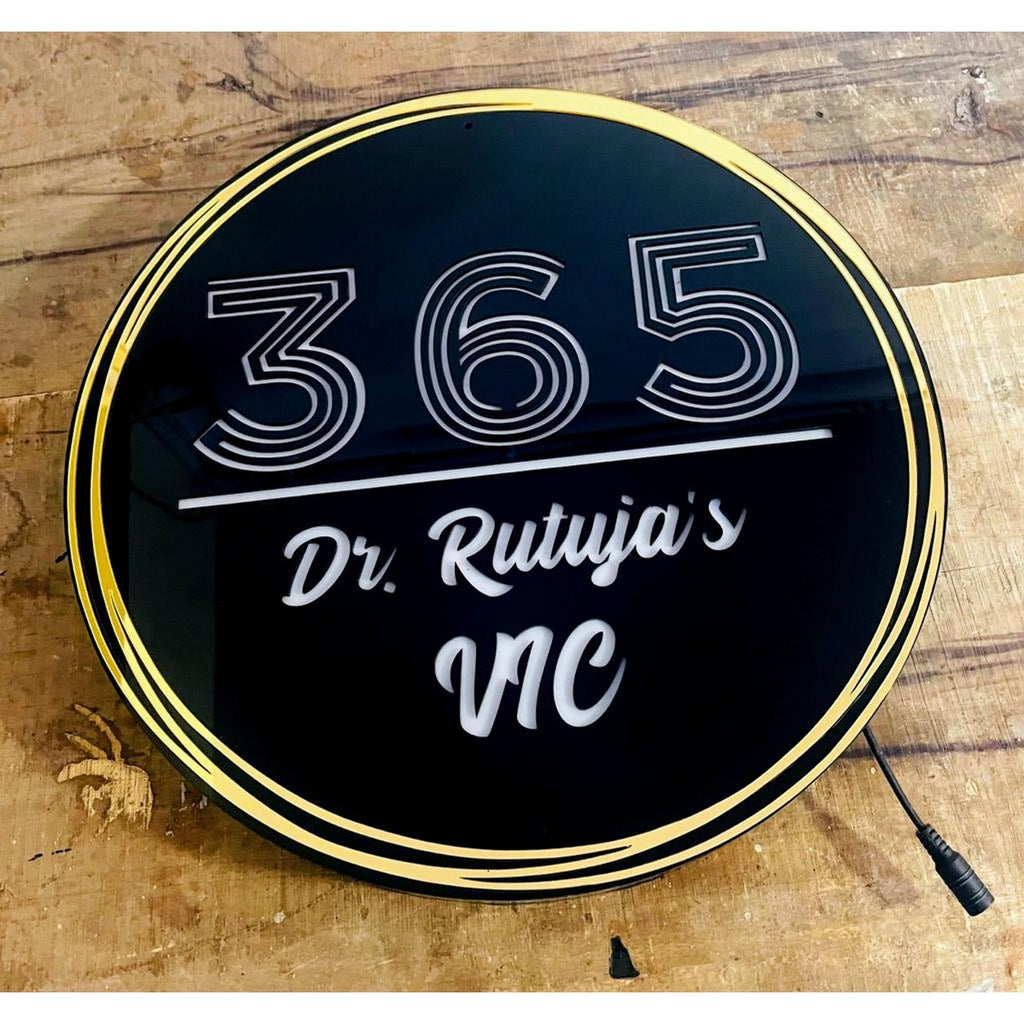 Round Acrylic LED Name Plate Design 