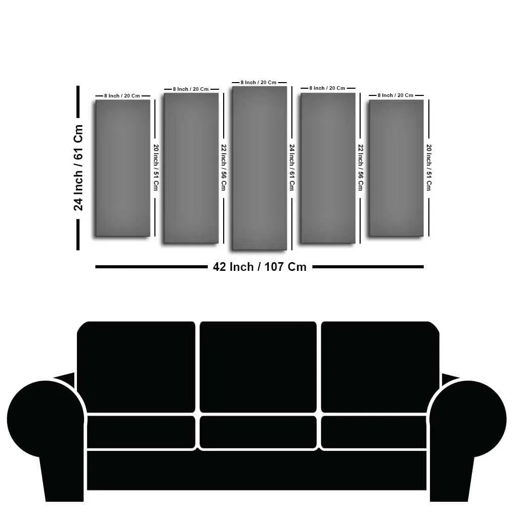 Couple Watching Sunset Paris Canvas Wall Painting of Five Pieces Decor Mantra