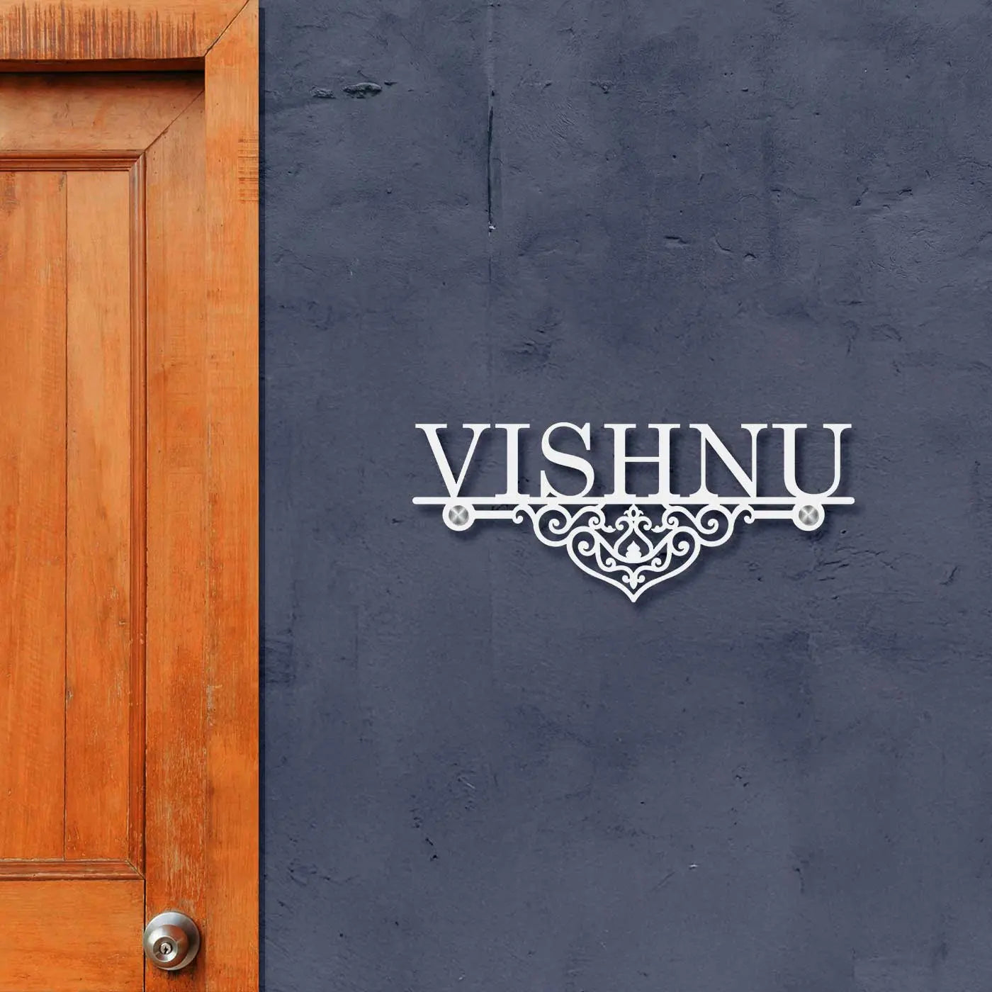 Personalized Laser Cut Elegant Design Metal Name Plate for Home - Harshita Craft