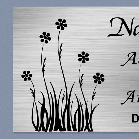 Personalized Stainless Steel Metal Name Plate for Home – Floral Design