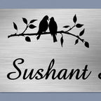 Personalized Birds Theme Stainless Steel Metal Name Plate for Home & Outdoor - Harshita Craft