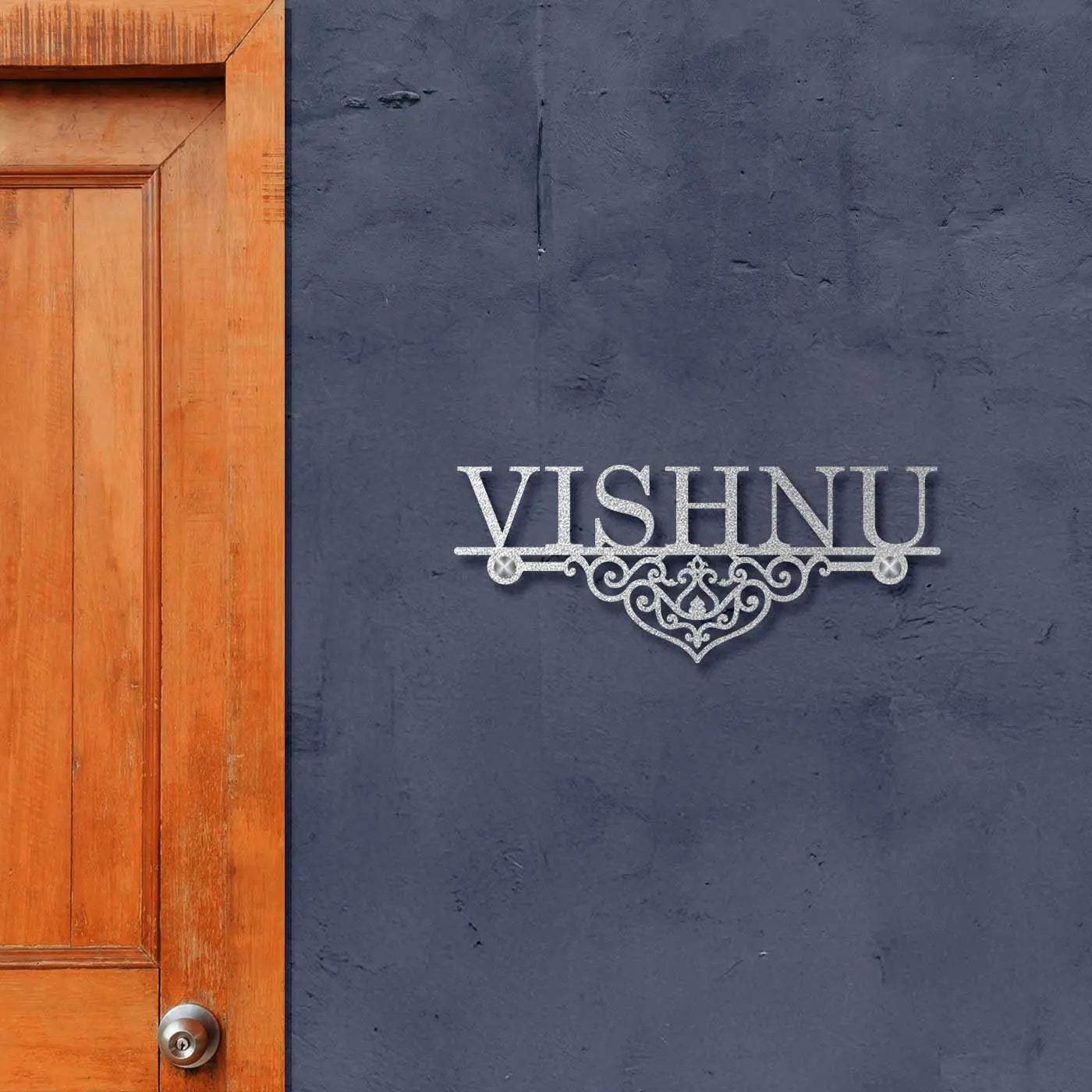 Personalized Laser Cut Elegant Design Metal Name Plate for Home - Harshita Craft