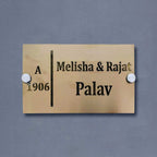 Personalized LED Metal Name Plate for Home – Waterproof Soft Gold Steel Name Plate - Harshita Craft