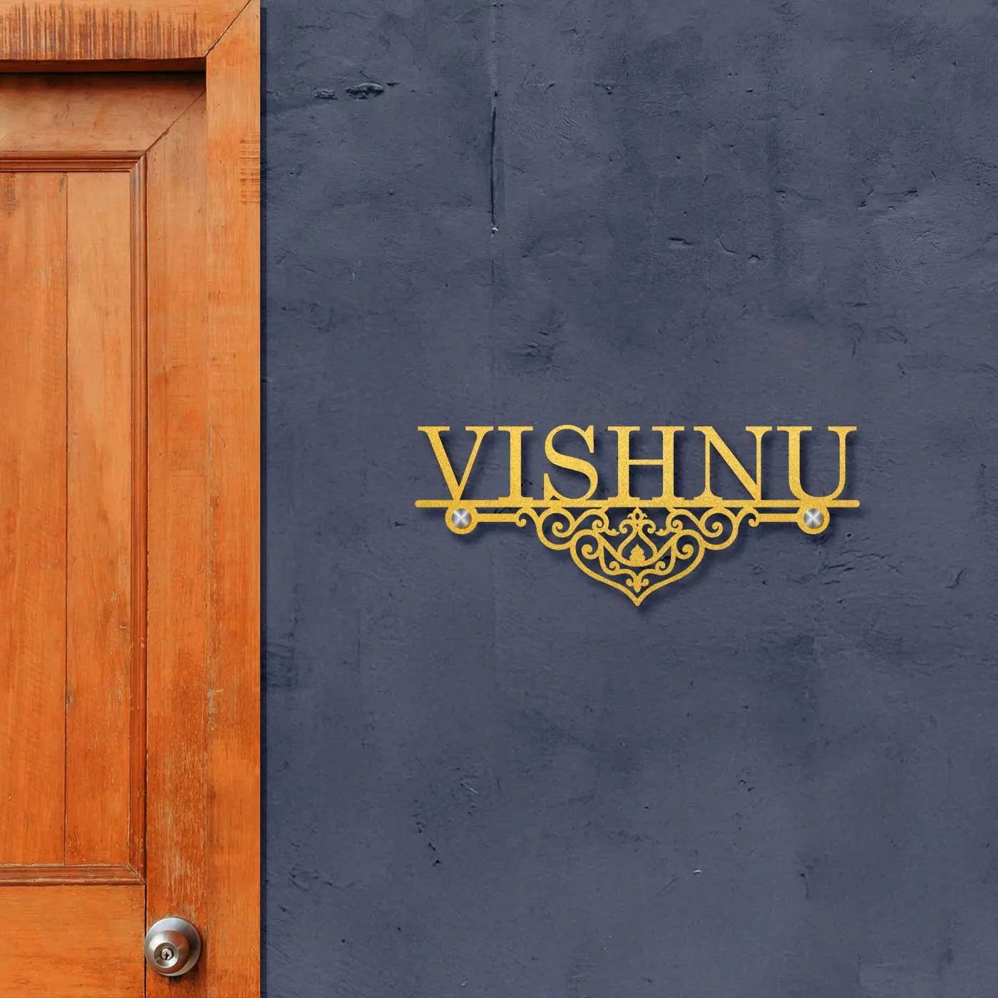 Personalized Laser Cut Elegant Design Metal Name Plate for Home - Harshita Craft