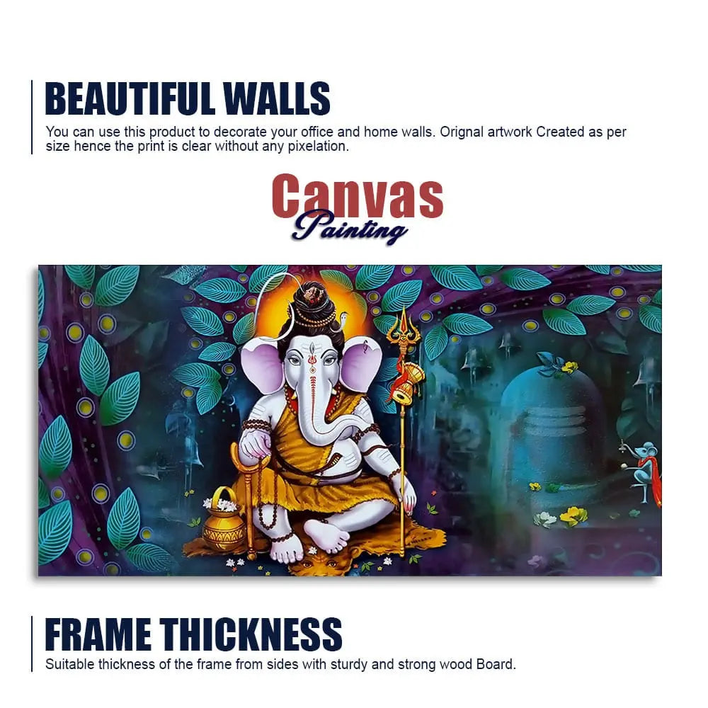 Lord Spiritual Ganesha Canvas Wall Painting - Harshita Craft