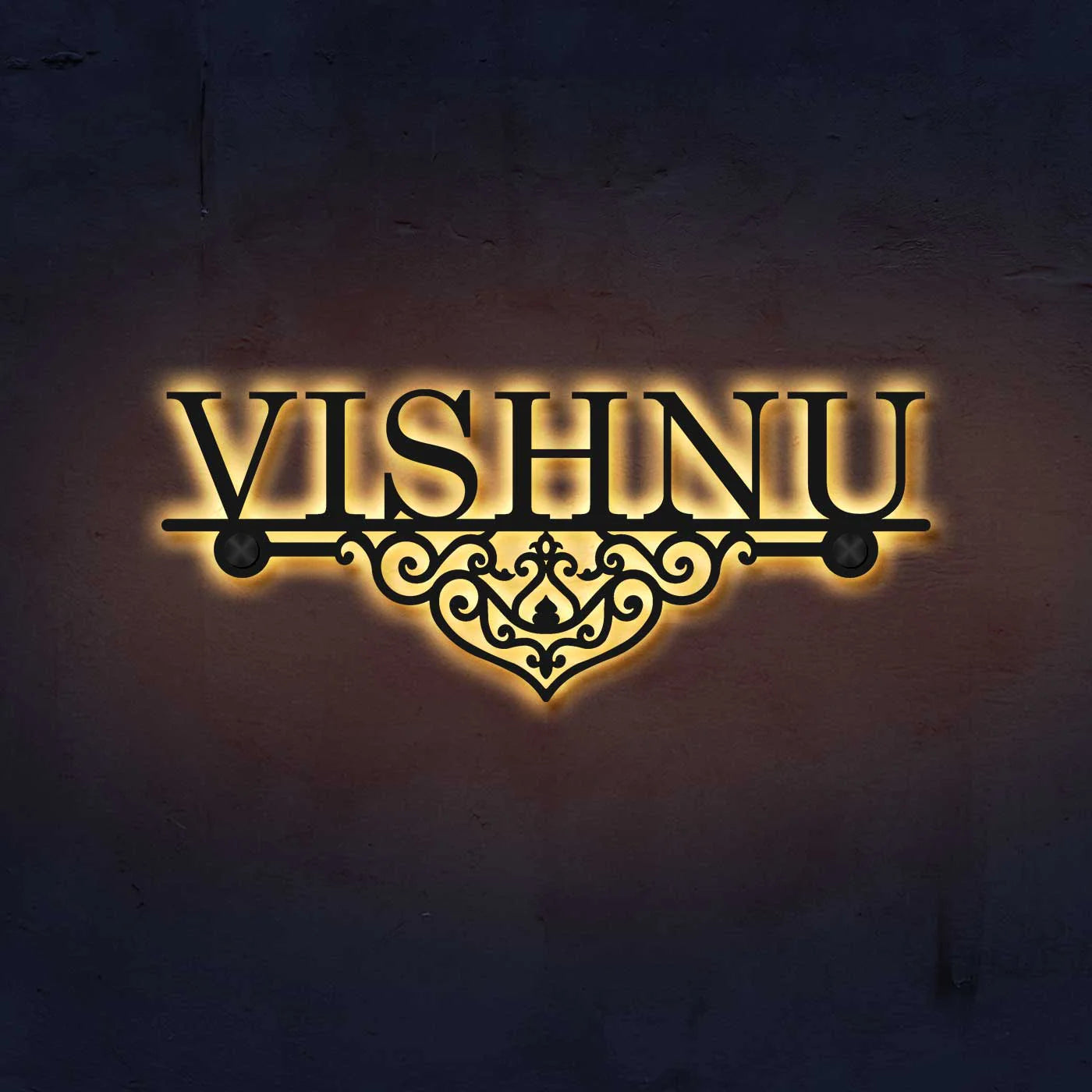 Personalized Laser Cut Elegant Design Metal Name Plate for Home - Harshita Craft