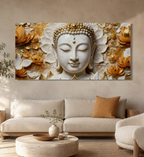 Serene Buddha Face 3D Wall Painting with Lotus Flowers