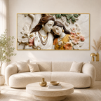 Divine Couple Lord Ram and Goddess Sita 3D Wall Painting Home Decor