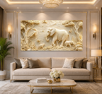 Luxury Elephant 3D Textured Wall Painting with Forest Wildlife Theme