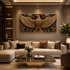 Royal Eagle 3D Wall Art Painting with Gold Embellishments for Luxury Home Interior
