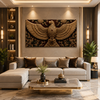 Royal Eagle 3D Wall Art Painting with Gold Embellishments for Luxury Home Interior