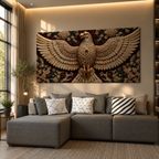 Royal Eagle 3D Wall Art Painting with Gold Embellishments for Luxury Home Interior
