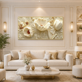 Luxury White Floral 3D Painting | Modern Embossed Flower Artwork for Home Decor