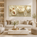 Luxury White Floral 3D Painting | Modern Embossed Flower Artwork for Home Decor